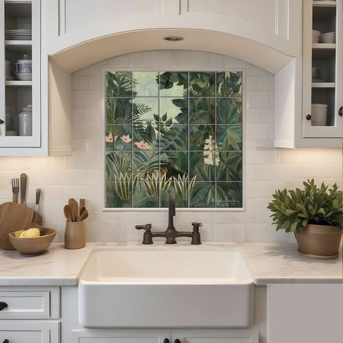 Pannello retrocucina in porcellana - THE EQUATORIAL JUNGLE - Tempera Art Design - in marmo / in ceramica / con motivi naturali