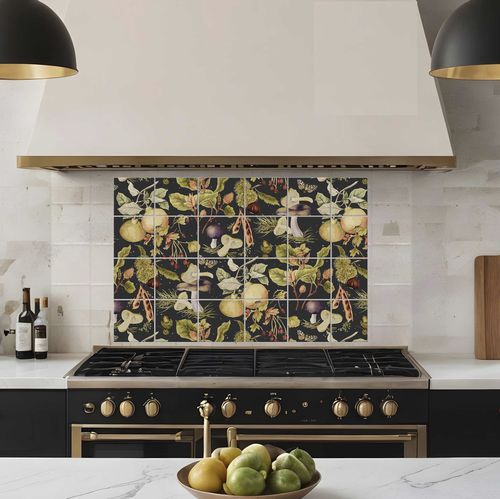 Pannello retrocucina in ceramica - DARK BOTANICAL  - Tempera Art Design - in marmo / in porcellana / con motivi naturali