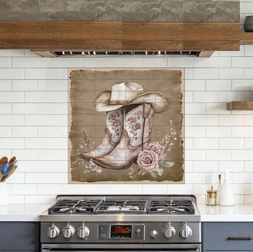 Pannello retrocucina in porcellana - COWBOY BOOTS - Tempera Art Design - capolavori della pittura / a motivi / resistente agli UV