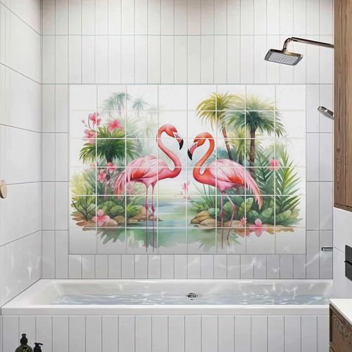 Piastrella in ceramica - FLAMINGOS - Tempera Art Design - con motivo stampato / da interno / da esterno