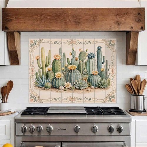 Pannello retrocucina in ceramica - DESERT CACTUS - Tempera Art Design - in porcellana / con motivi naturali