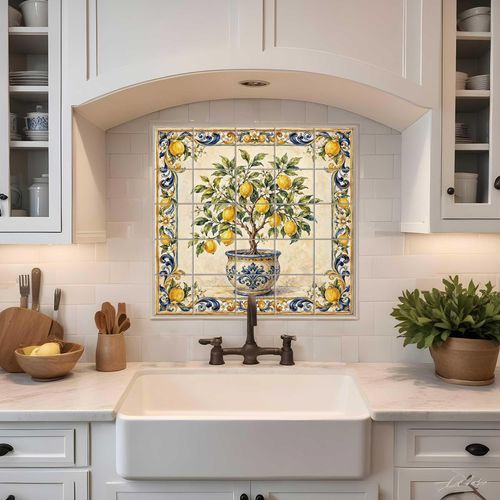 Pannello retrocucina in ceramica - LEMON TREE - Tempera Art Design - con motivi naturali / floreale