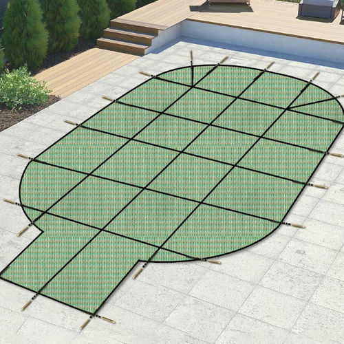 Protezione per piscina con occhielli - OVAL - CENTER STEPS - Covers & All - invernale / su misura / di lunga durata