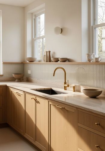 Pannello retrocucina in vetro temprato - CANNELÉ BEIGE - Infiniglass - in vetro / con motivo a onde / ad alta resistenza