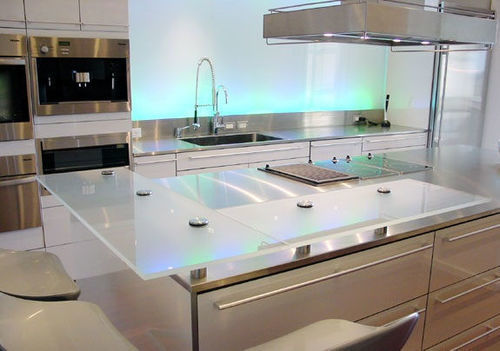 Piano di lavoro in vetro - Infiniglass - in vetro laccato / contract / da cucina