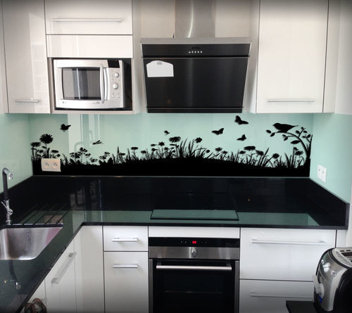 Pannello retrocucina in vetro temprato - HERBES - Infiniglass - in vetro laccato / in vetro / con motivi personalizzabili