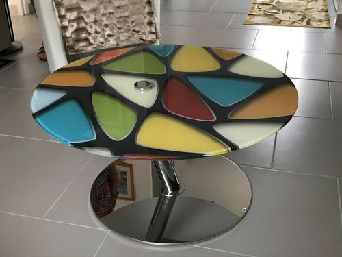 Tavolino basso in vetro - 8 - Infiniglass - in vetro temprato / rotondo / per uso residenziale