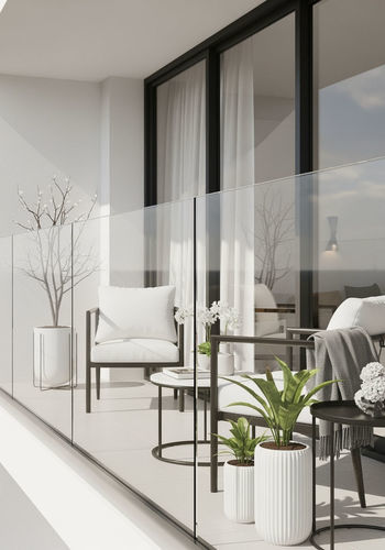 Paravento da terrazza moderno - 21 - Infiniglass - con rivestimento in vetro temperato / in vetro / per hotel