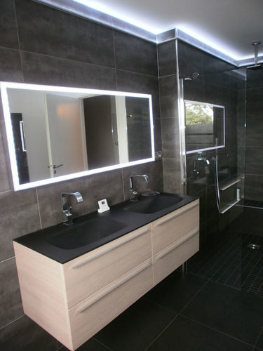 Specchio da bagno luminoso a LED - Infiniglass - a muro / per hotel / per spazio pubblico