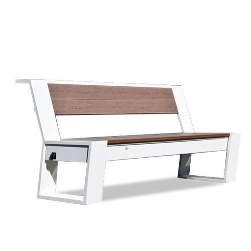 Panca per spazi pubblici contemporanea - MIRA - LL53 - in metallo / in legno / con schienale