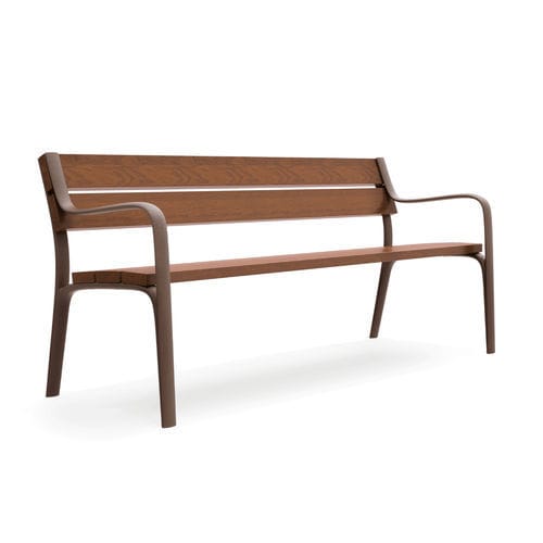 Panca per spazi pubblici moderna - CITIZEN - LL53 - in metallo / in legno massiccio / con schienale