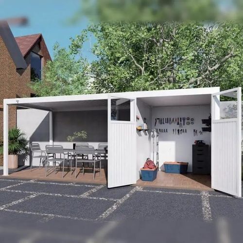 Pergola addossata - ST-100-TS-KD - ALUX Pergola - autoportante / in acciaio / a lamelle orientabili