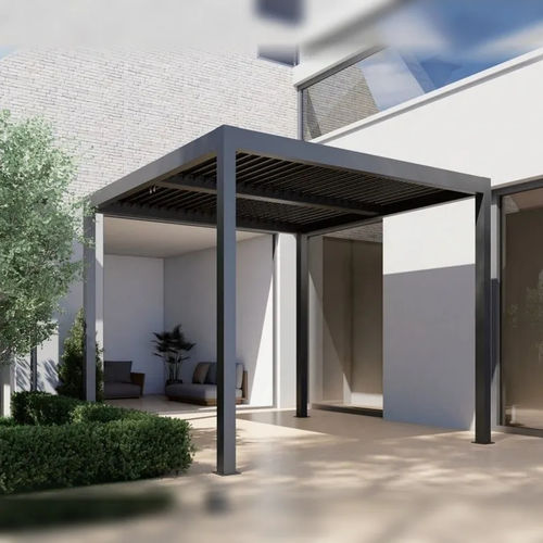 Pergola addossata - ST-100-A - ALUX Pergola - autoportante / in acciaio / a lamelle orientabili
