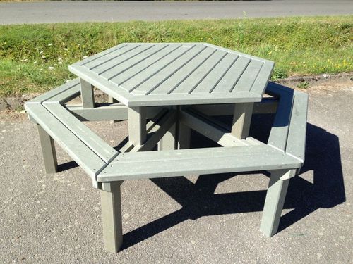 Tavolo da picnic contemporaneo - Urban'Ex - in materiale riciclato / esagonale / 100% riciclato
