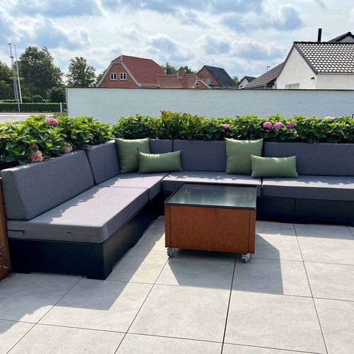 Divano modulare - LAZY LOUNGE #4 - byJEMA - design minimalista / per esterni / in acciaio galvanizzato