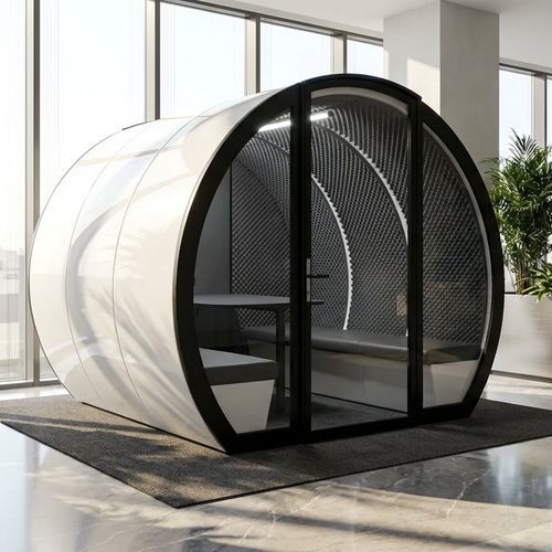 Ufficio POD con illuminazione integrata - The meeting pod - acustico / con vano contenitore / con porta vetrata
