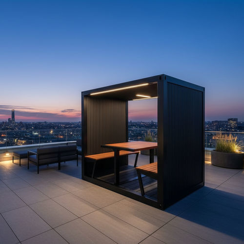Ufficio POD con illuminazione LED integrata - SHACK - The meeting pod - in alluminio / in sapelli / in legno