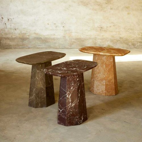 Tavolo d'appoggio contemporaneo - KEESOG - BLEU NATURE - in marmo / con supporto in marmo / rettangolare