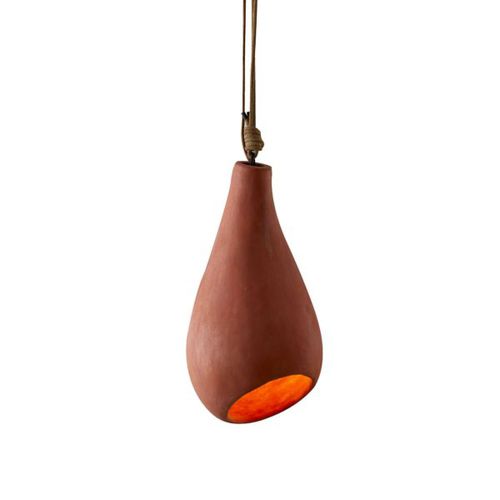 Lampada a sospensione - NOUN  - BLEU NATURE - in metallo / in pelle / in terracotta