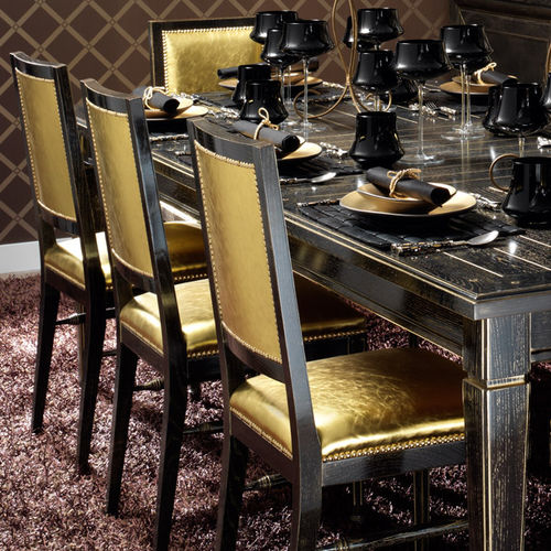 Sedia contemporanea - JAIPUR GOLD - BRUMMEL - da interno / in pelle / con supporto in legno