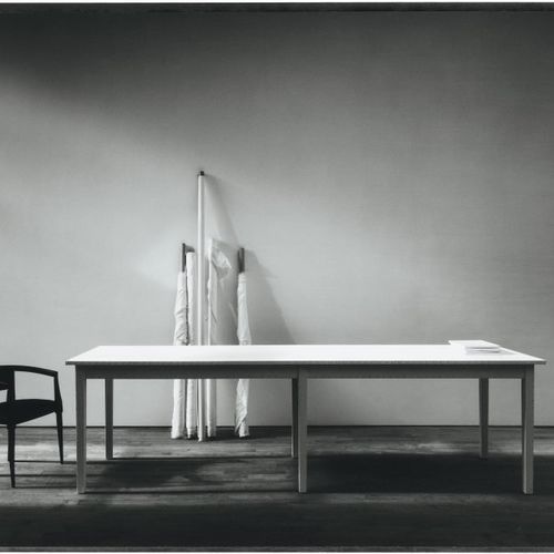 Tavolo contemporaneo - TABLE BLANCHE - BULO - in legno laccato / con supporto in metallo / rettangolare
