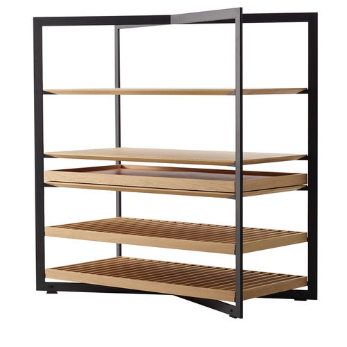 Scaffale contemporaneo - b Solitaire - Bulthaup - in rovere / in acciaio inossidabile / in vetro