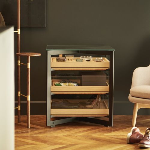 Tavolo d'appoggio contemporaneo - b Solitaire - Bulthaup - in rovere / in vetro / in metallo