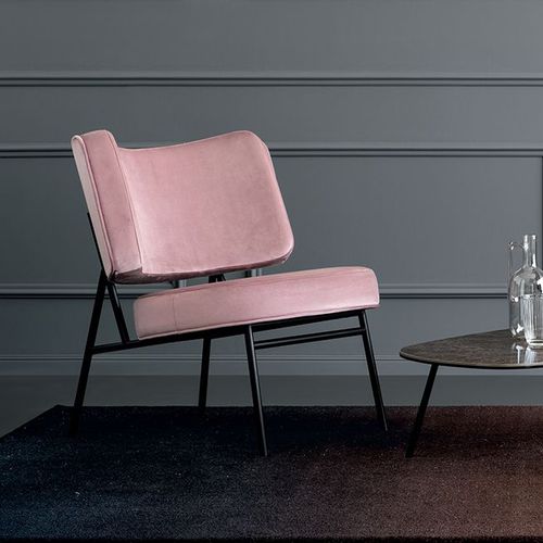 Chauffeuse contemporanea - COCO - calligaris - in velluto / in metallo / marrone
