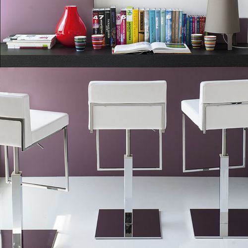 Sedia alta contemporanea - EVEN PLUS - calligaris - da interno / in pelle / con supporto in acciaio
