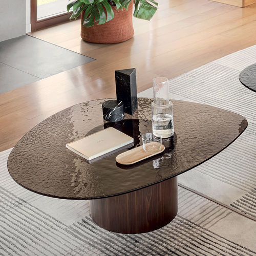 Tavolino basso contemporaneo - mushroom - calligaris - in vetro temprato / con supporto in legno / con base centrale