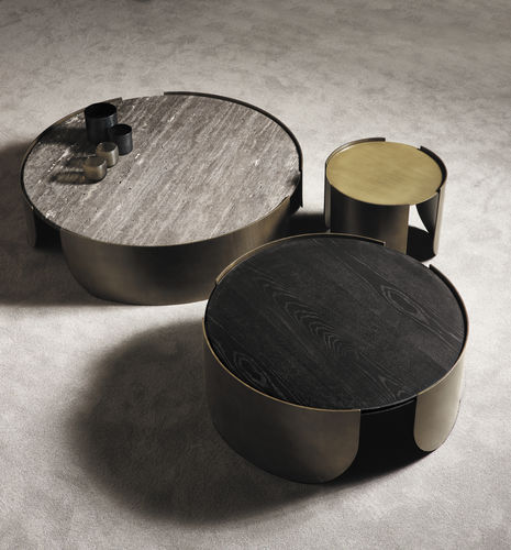 Tavolino basso contemporaneo - ATENAE - CANTORI - in legno / in marmo / con supporto in metallo