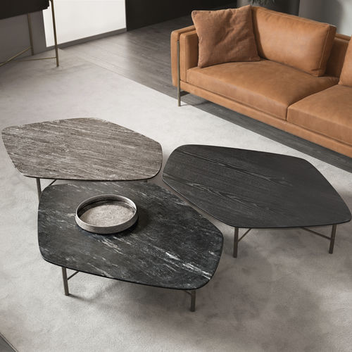 Tavolino basso contemporaneo - SHANGHAI  - CANTORI - in frassino / in marmo / con supporto in ferro