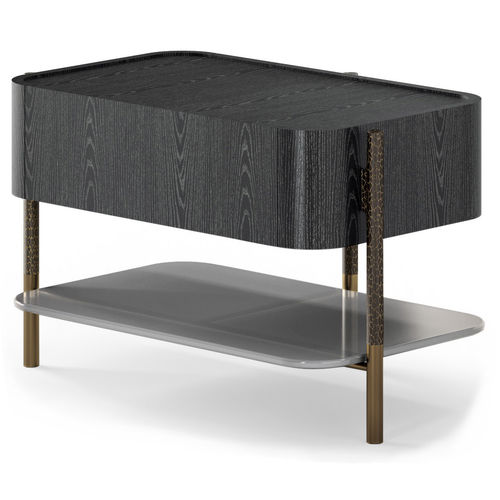 Comodino contemporaneo - SHANGHAI - CANTORI - in frassino / con supporto in ottone / rettangolare
