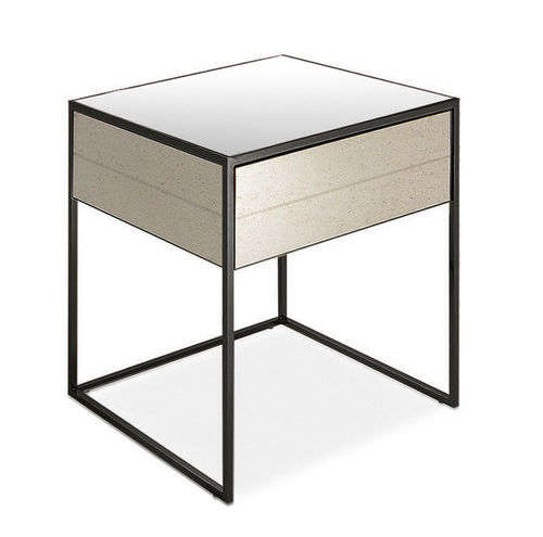 Comodino contemporaneo - NARCISO - CANTORI - in legno / in pelle / in vetro