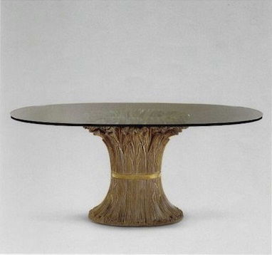 Tavolo da pranzo in stile - ART.176 - CHELINI - in vetro / con supporto in legno / ovale
