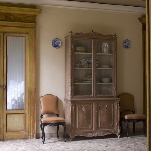 Credenza con alzata classica - CHELINI - in legno / in vetro