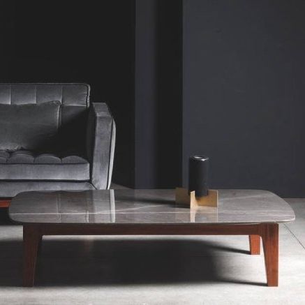 Tavolino basso contemporaneo - CHELINI - in legno / in marmo / con supporto in legno