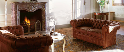 Divano a semicerchio - ROYAL - DANTI di Danti Stefano e C. - chesterfield / in pelle / rosso