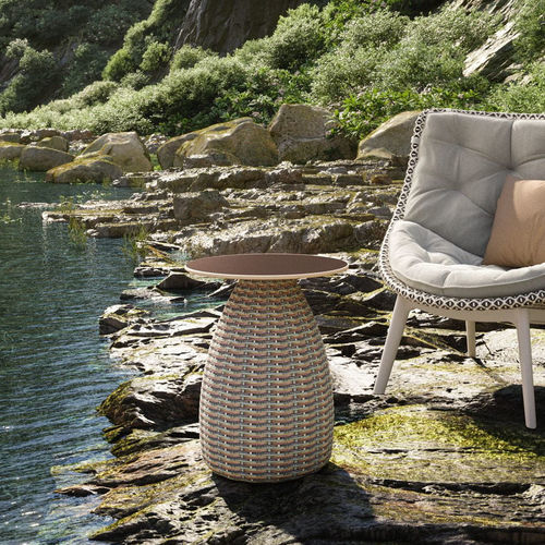 Tavolo d'appoggio contemporaneo - PORCINI  - DEDON GmbH - in ceramica / con supporto in alluminio / con supporto in fibre sintetiche