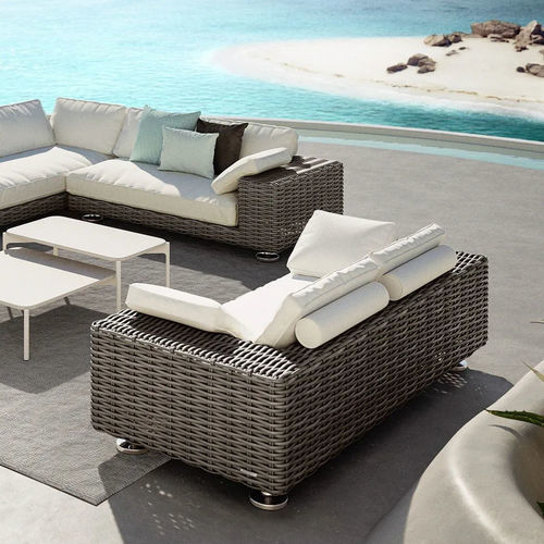 Divano contemporaneo - PAROS  - DEDON GmbH - da esterno / in tessuto / in teak