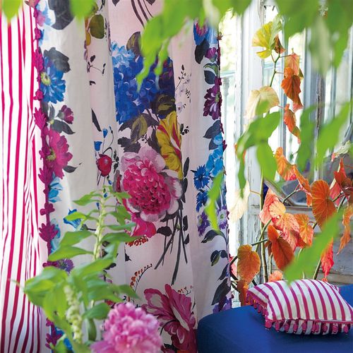 Tessuto per tende - AMRAPALI - DESIGNERS GUILD - a fiori / in lino / con motivo stampato