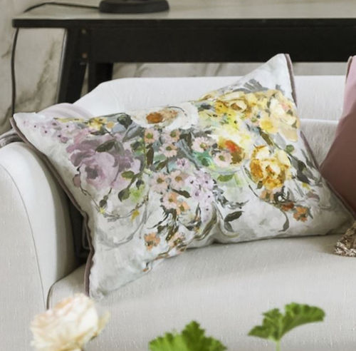 Cuscino rettangolare - VERONESE - DESIGNERS GUILD - con motivi floreali / in lino / multicolore