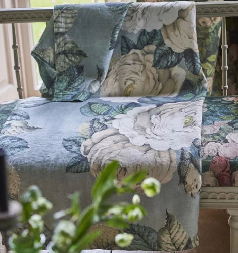 Plaid in lino - THE ROSE SWEDISH BLUE - DESIGNERS GUILD
