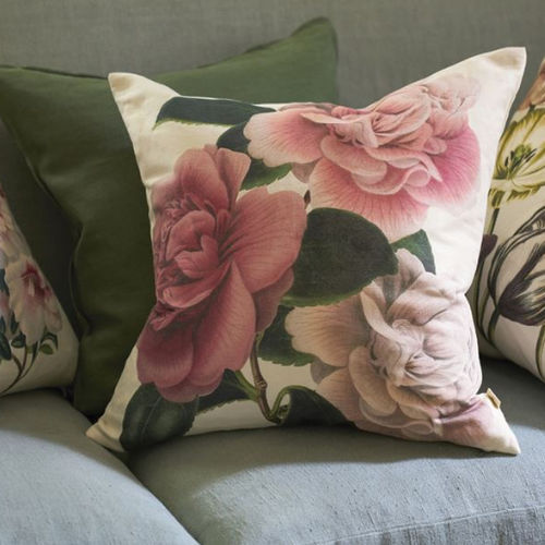 Cuscino quadrato - CAMELLIA FOLLY TUBEROSE - DESIGNERS GUILD - con motivi floreali / in cotone / in lino