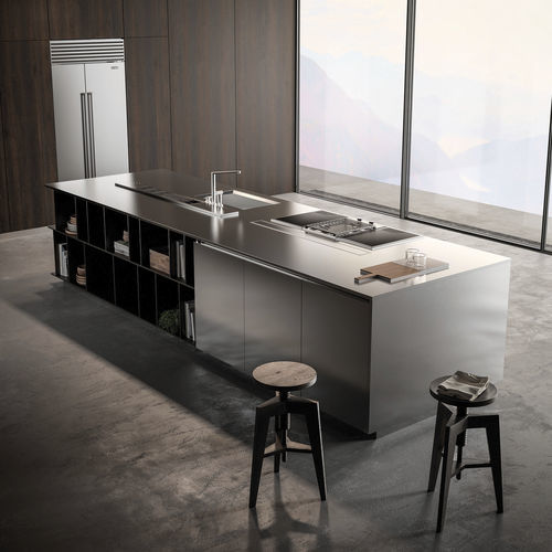 Cucina contemporanea - L’evoluzione - EFFETI INDUSTRIE - impiallacciata in legno / in acciaio / in alluminio