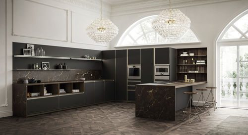 Cucina contemporanea - Unika - EFFETI INDUSTRIE - impiallacciata in legno / in marmo / in alluminio