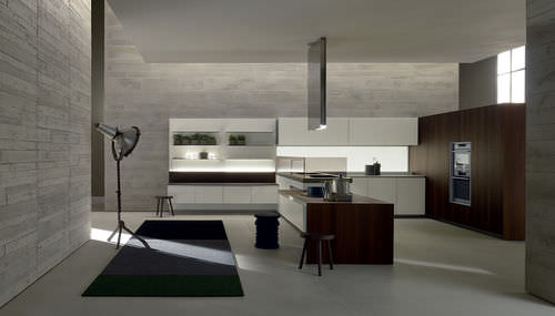 Cucina contemporanea - ICON - ERNESTOMEDA - impiallacciata in legno / con isola / senza maniglie