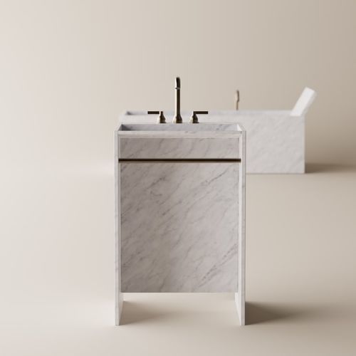 Lavabo autoportante - Face à face - AGAPE - in marmo / con miscelatore / su misura