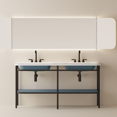 Lavabo consolle - Ottocento - AGAPE - in Solid Surface / con miscelatore / su misura