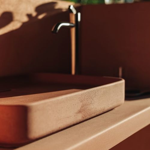 Lavabo da appoggio - Petra - AGAPE - in calcestruzzo / su misura / rettangolare